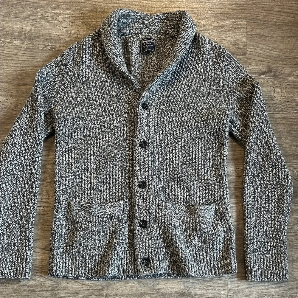 Abercrombie & Fitch Marled Knit Shawl Collar Button Cardigan Size M - Picture 2 of 8